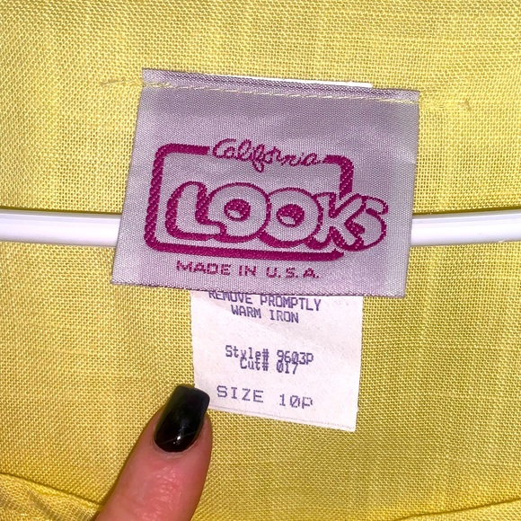 EVC 70s ABSOLUTELY GORGEOUS Canary Yellow Belted Linen Midi Sundress - Picture 7 of 8